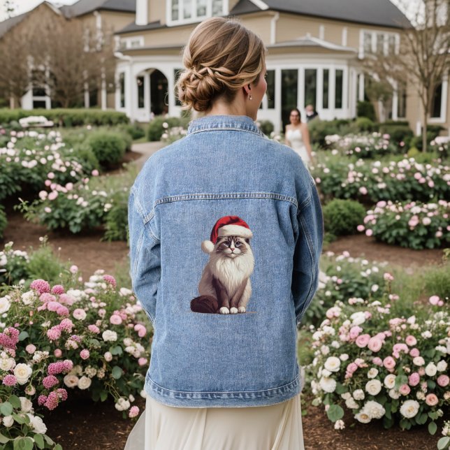 Veste En Jean Chat de Noël Ragdoll, chaton de Noël Père Noël Rag (Mariage Retour)