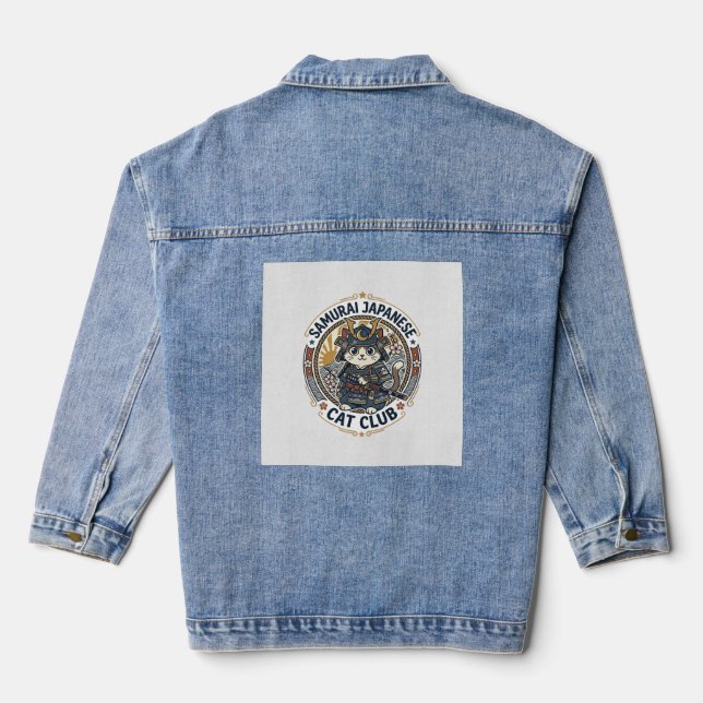 Veste En Jean Chat japonais samouraï Art vectoriel POD - Samoura (Verso)