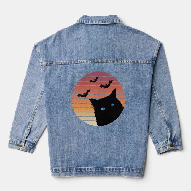 Veste En Jean Chat noir aux yeux bleus (Verso)
