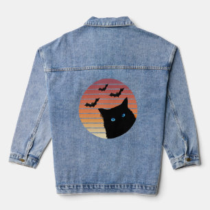 Veste En Jean Chat noir avec yeux bleus