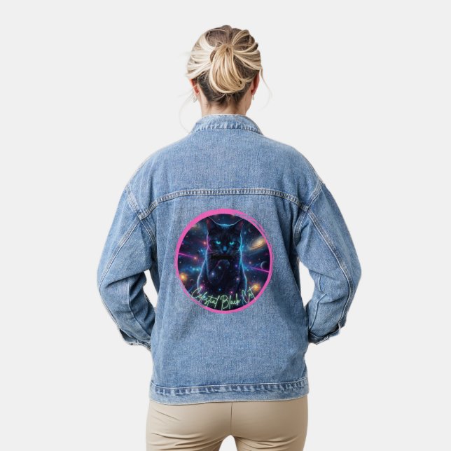 Veste En Jean Chat Noir Céleste (Modèle)