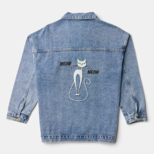 Veste En Jean Chat noir mince Meow Meow Eyes vert