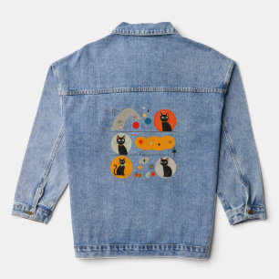 Veste En Jean Chat noir Retro MCM : Art graphique abstrait cosmi