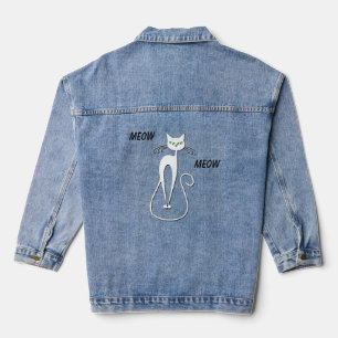 Veste En Jean Chat noir Slinky Miaou Miaou Texte personnalisé Ye