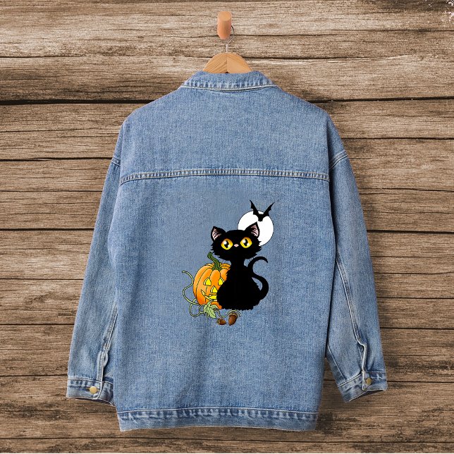 Veste En Jean Chat noir violet Citrouille d'Halloween (Créateur téléchargé)