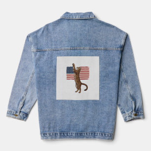 Veste En Jean Chat patriotique Drapeau américain Design vectorie