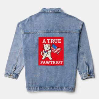 VESTE EN JEAN CHAT PATRIOTIQUE UN VRAI PATRIOTE