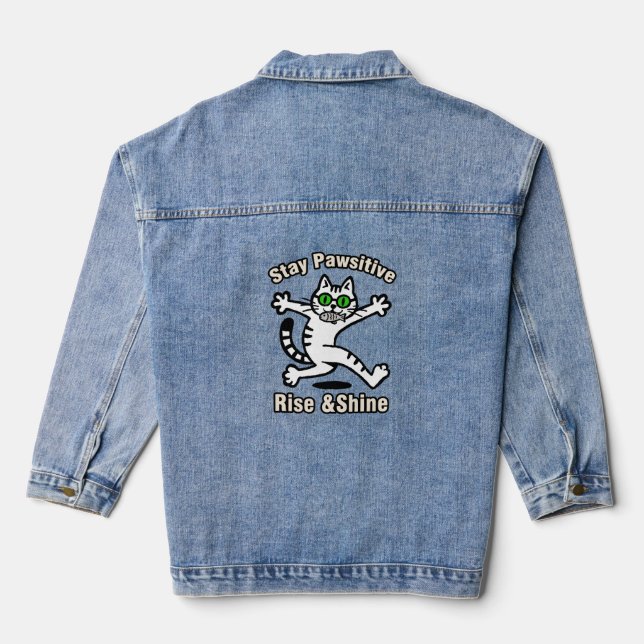 Veste En Jean Chat Restez Positif (Verso)