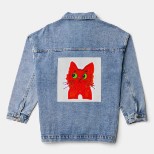 Veste En Jean Chat rouge vif — Wonder à grand oeil avec une tors