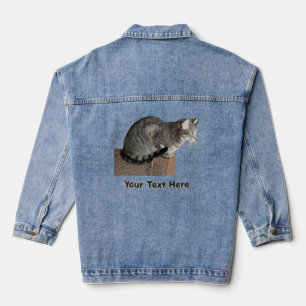 Veste En Jean Chat Tabby Gris Fumé