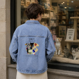 Veste En Jean Chaton noir Pinceau Pot Artiste Chat Rose
