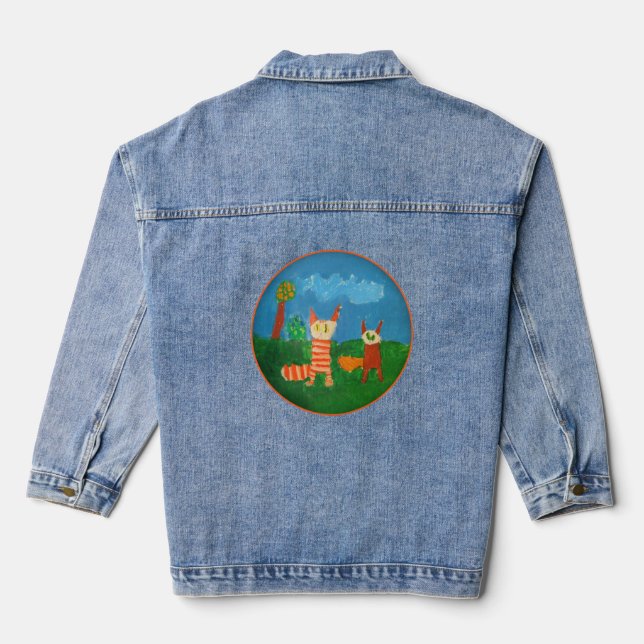 Veste En Jean Chats amusants (Verso)