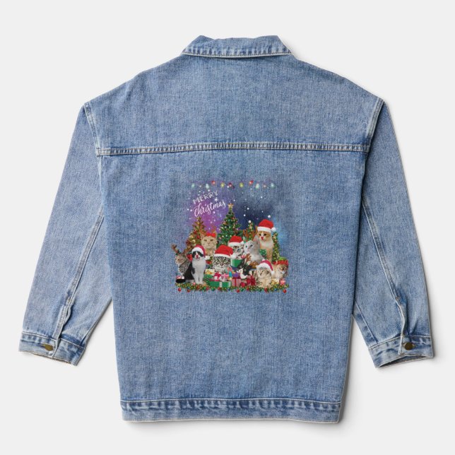 Veste En Jean Chats Joyeux Noël Lumière (Verso)