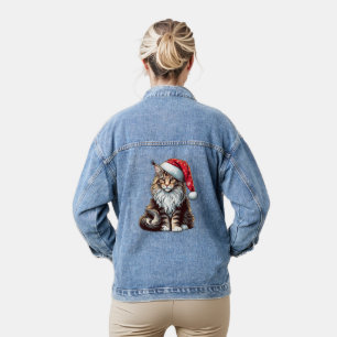 Veste En Jean Chatte à coon du Maine de Noël, chatte à coon du M