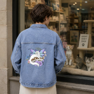 Veste En Jean Chatte Fée Blanche Fantastique Champignon Bleu Cap
