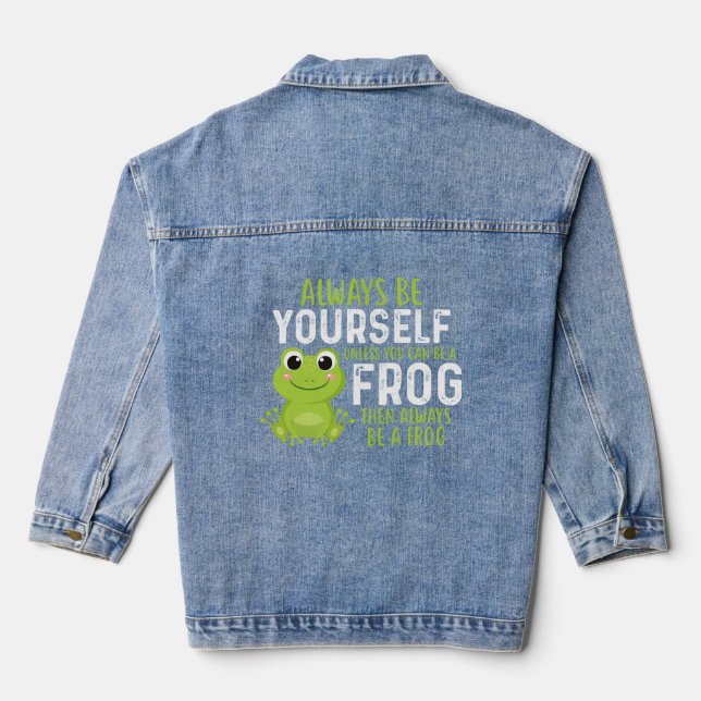 Veste En Jean Chemise à la grenouille amusante | Sarcastique | F (Verso)