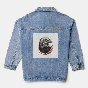 Veste En Jean Chemise à motif de gravure patriotique d'aigle cha