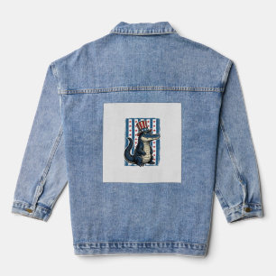 Veste En Jean Chemise à motif de gravure vintage d'alligator pat