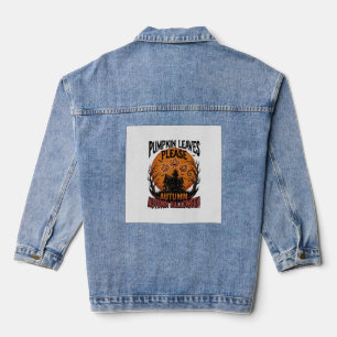 Veste En Jean Chemise Automnale Citrouille Avec Feuilles De Tomb