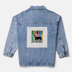 Veste En Jean Chemise Corgi Love Gravure Vintage Silhouette de C