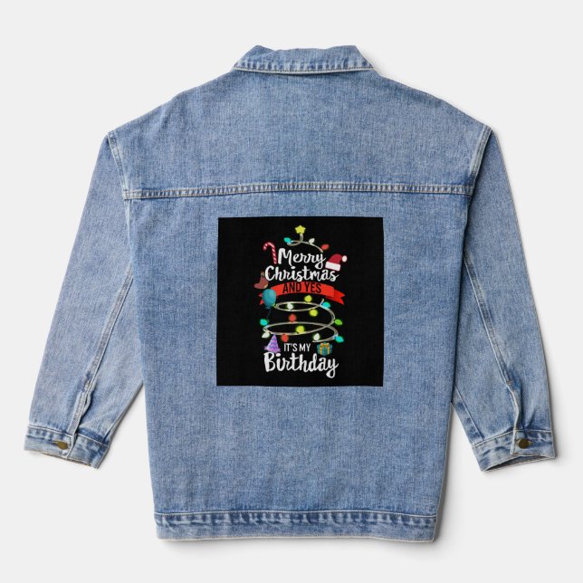 Veste En Jean Chemise D'Anniversaire De Noël, Joyeux Noël Et Oui (Verso)