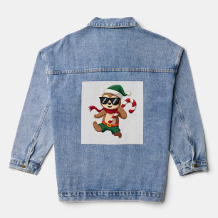 Veste En Jean Chemise de Noël Paresseux Elfe Menthe Bonbon Cane