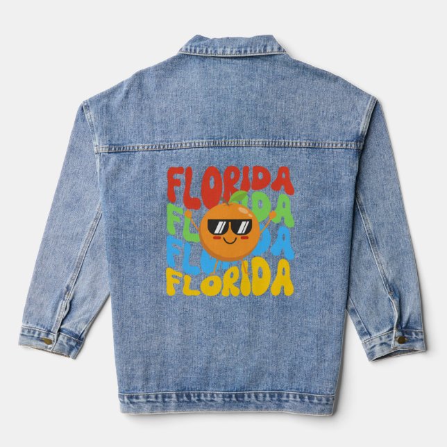 Veste En Jean Chemise d'été pour enfants | Orange de Floride (Verso)