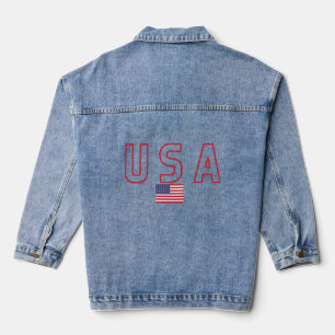 Veste En Jean Chemise Drapeau Américaine, 4 juillet
