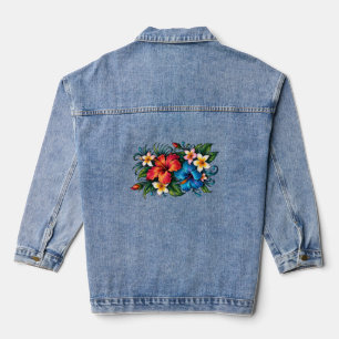 Veste En Jean Chemise femme design floral vintage coloré