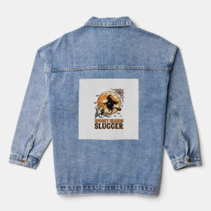 Veste En Jean Chemise Halloween Baseball Sorcière Gravure Vintag