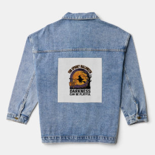 Veste En Jean Chemise Halloween Darkness Design Lune Sorcière Vi