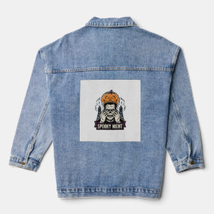 Veste En Jean Chemise Halloween Monstre avec Gravure Lune Citrou
