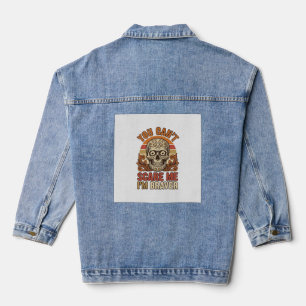 Veste En Jean Chemise Halloween Vintage Skull You Can’t Scare Me