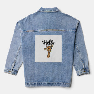 Veste En Jean Chemise Hello Giraffe Gravure Vintage Animal Migno