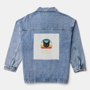 Veste En Jean Chemise Rétro Crépuscule Chat Papa Noir Chat Vinta