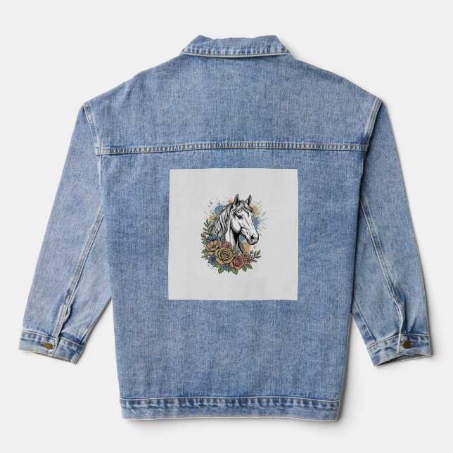 Veste En Jean Chemise vectorielle de conception florale de cheva (Verso)