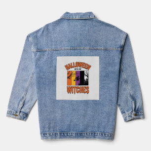 Veste En Jean Chemise Vintage Halloween Sorcières Balai de Sorci