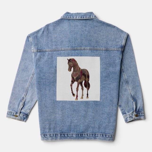 Veste En Jean Cheval arabe royal orné (Verso)