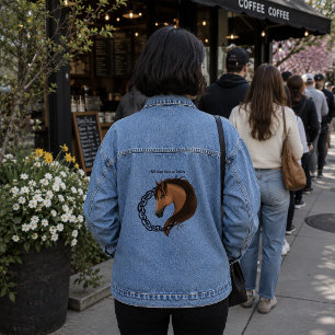 Veste En Jean Cheval celtique Cercle de nœuds jaunes Équine myth