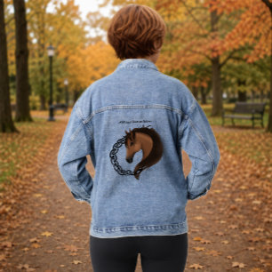 Veste En Jean Cheval celtique Cercle de nœuds jaunes Équine myth
