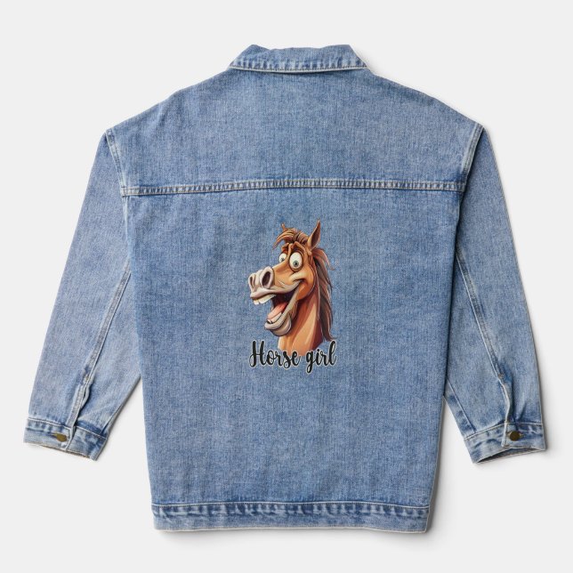 Veste En Jean Cheval Fille Drôle Cheval (Verso)