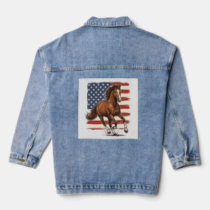 Veste En Jean Cheval Patriotique Vintage Création Vectorielle We
