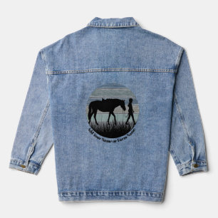 Veste En Jean Cheval rétro Dusty Blue et fille coupé