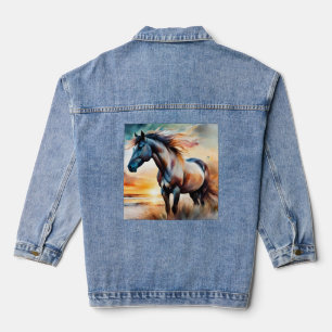 Veste En Jean Cheval sauvage sur la dune de Grassy au coucher du