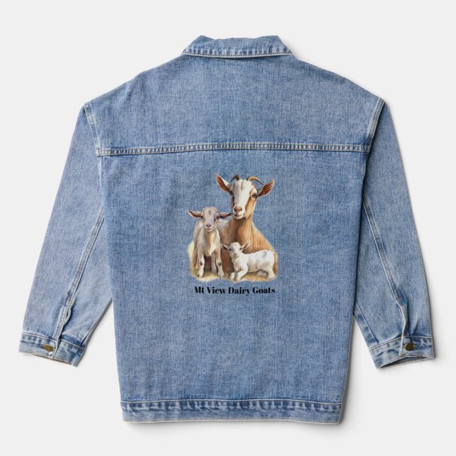 Veste En Jean Chèvre laitière avec bébés jumeaux (Verso)