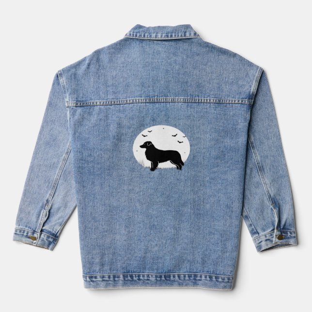 Veste En Jean Chien berger australien - Halloween Moon Silhouett (Verso)