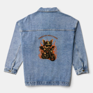Veste En Jean Chien biker Chihuahua sur moto avec des flammes
