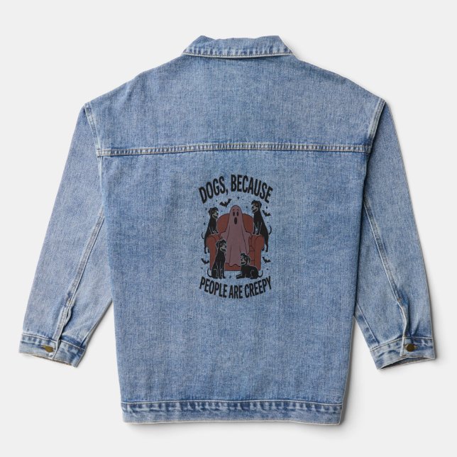 Veste En Jean Chien d'Halloween éffrayant Fantôme Éffrayant 2 (Verso)