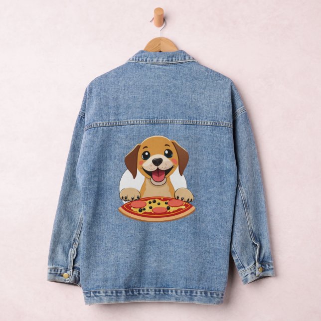 Veste En Jean Chien heureux avec une délicieuse pizza (Hangar)