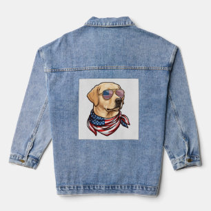 Veste En Jean Chien Lunettes de soleil Drapeau Usa Bandana